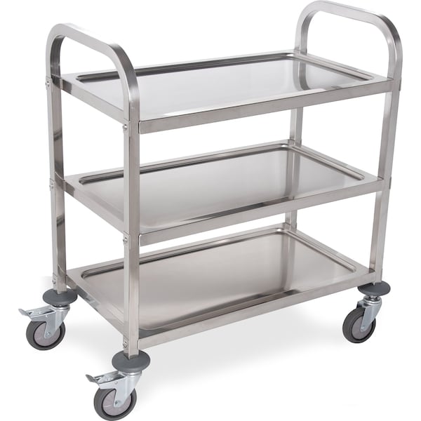 Carlisle Foodservice SS Util Cart, 3 Shelf, 400 lb., 15.75x29.5" - UC4031529