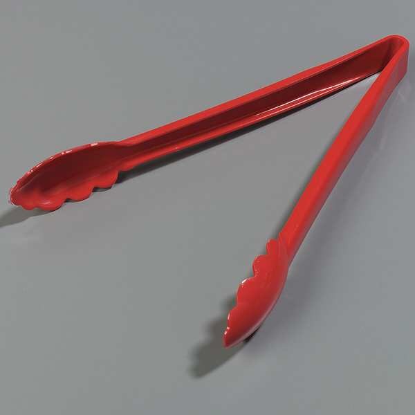 Carlisle Foodservice Utility Tong, Red, 11.75 In, PK12 - 471205