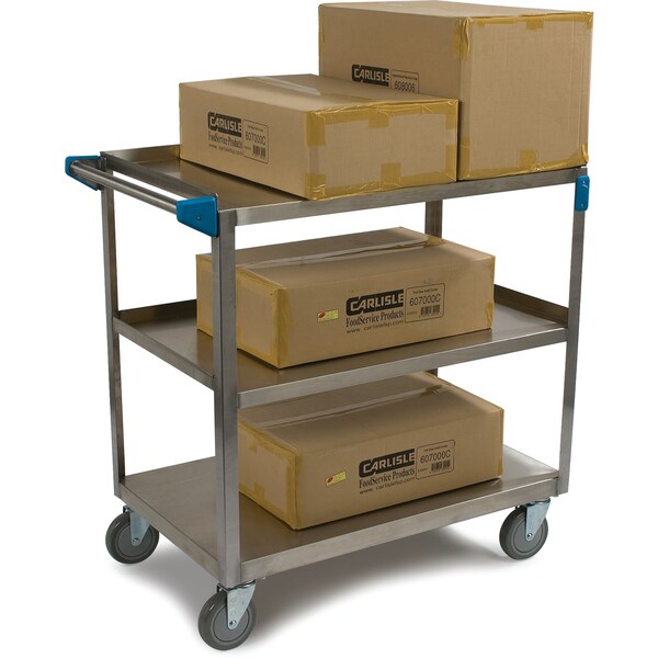 Carlisle Foodservice SS Utility Cart, 3 Shelf, 500 lb., 21x35" - UC5032135