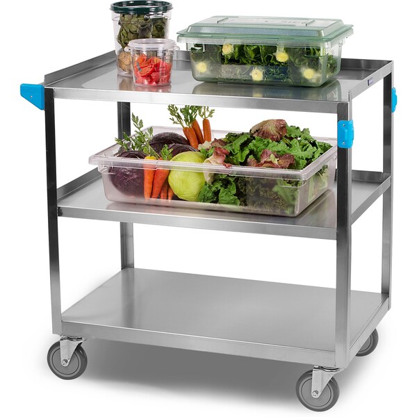 Carlisle Foodservice SS Utility Cart, 3 Shelf, 500 lb., 21x35" - UC5032135
