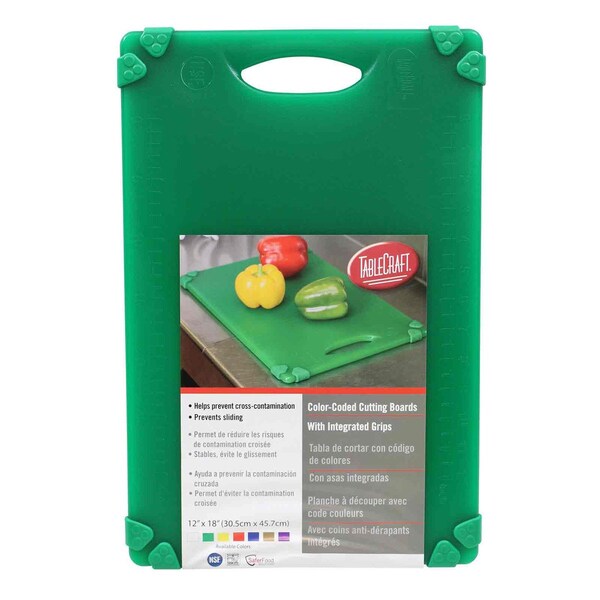 Tablecraft Grippy Cutting Board, Green, 12"X18"X.5" - CBG1218AGN