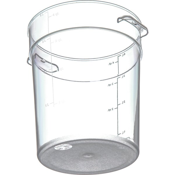 Carlisle Foodservice Round Container, 4 qt., Clr, PK12 - 1076407