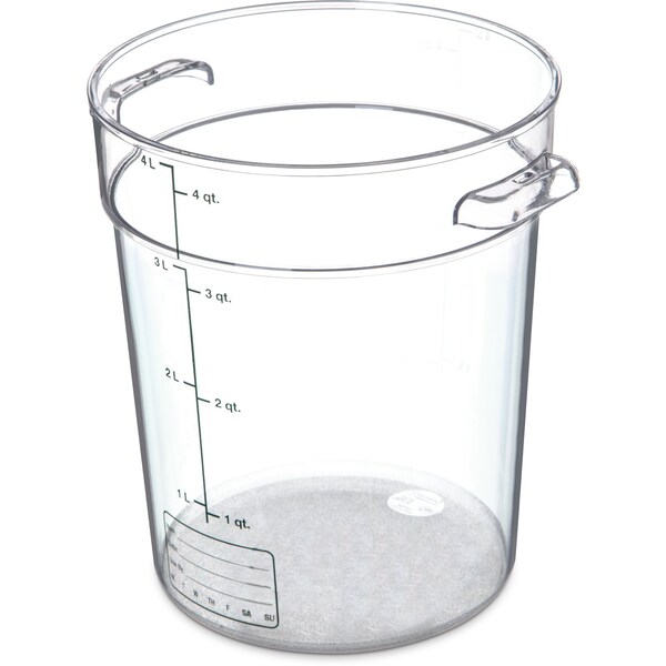 Carlisle Foodservice Round Container, 4 qt., Clr, PK12 - 1076407
