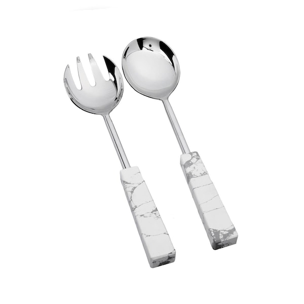 Classic Touch Classic Touch  Shiny Gold Salad Servers with Neat Black Handles, Set of 2 - SS1027