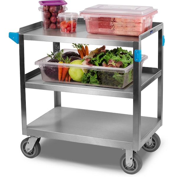 Carlisle Foodservice SS Utility Cart, 3 Shelf, 700 lb., 21x33" - UC7032133