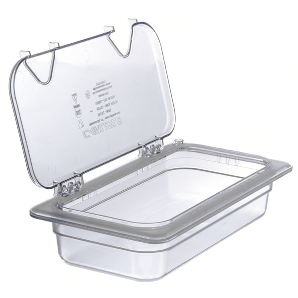 Carlisle Foodservice Hinged Univ Lid w/Hndl/Notch, 1/3 Sz, PK6 - 10279Z07