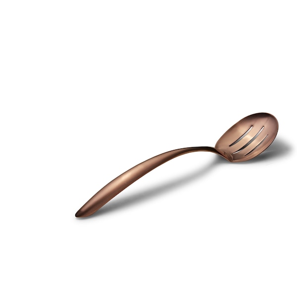 Bon Chef Ez Use Banquet Serving Slotted Spoon 13.5" W/Hollow Cool Hndl - Rose Gold Matte - 9458RGM