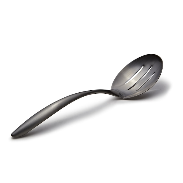 Bon Chef Ez Use Banquet Slotted Serving Spoon W/Hollow Coolhandle 9-3/4 - Black Matte - 9464BM