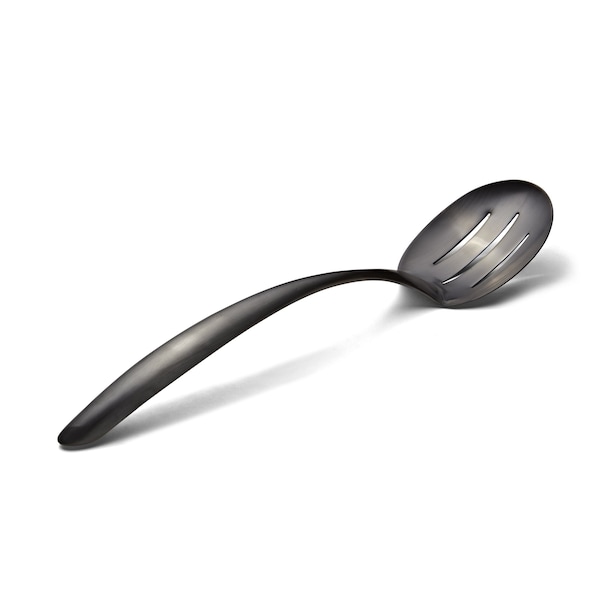 Bon Chef Ez Use Banquet Serving Slotted Spoon 13.5" W/Hollow Cool Hndl - Black Matte - 9458BM