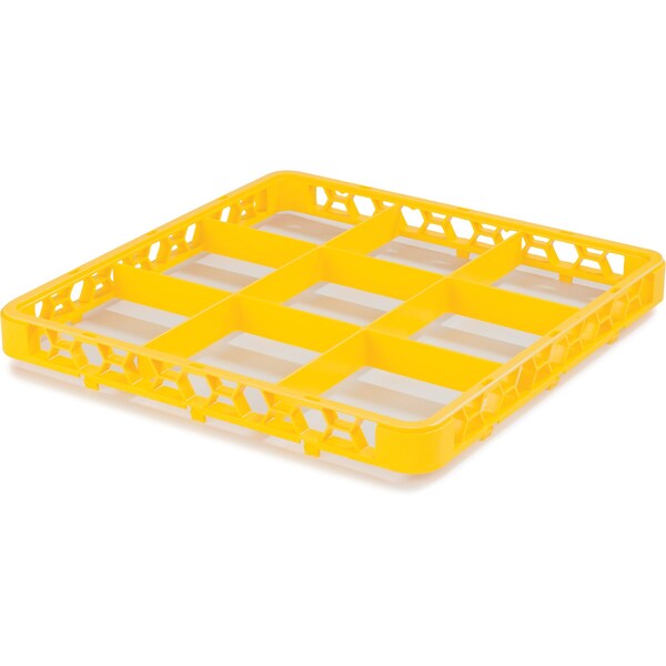 Carlisle Foodservice Dvde Glss Rack Ext, 1.78", Ylw, 9 Comp, PK6 - RE9C04