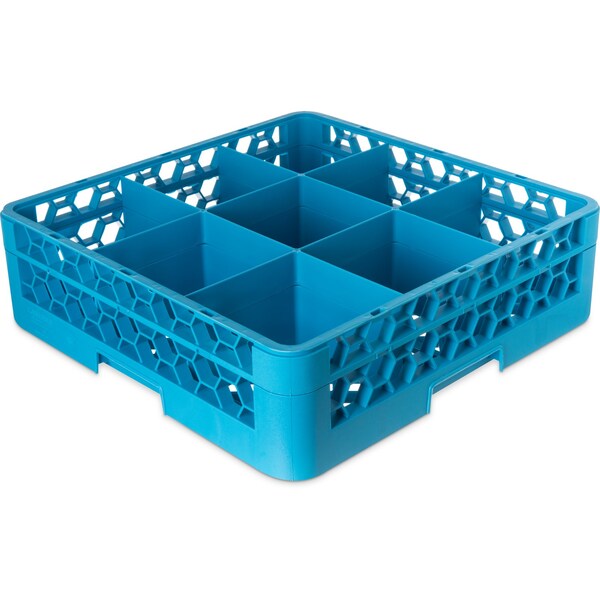 Carlisle Foodservice Glass Rack w/1 Ext 5.56", Blu, 9 Comp PK4 - RG9-114