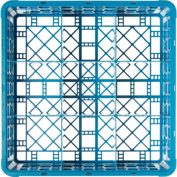 Carlisle Foodservice Glass Rack w/1 Ext 5.56", Blu, 9 Comp PK4 - RG9-114