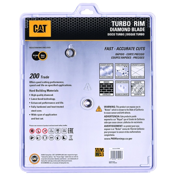 Caterpillar 200 Trade Turbo Hard Materials Diamond Blade 14 -In - 350mm - DA30309U