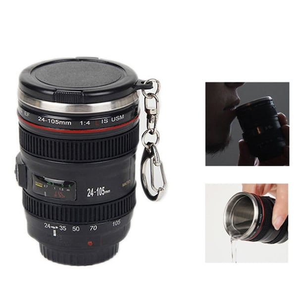 1947Kitchen 3-Pack: Mini Camera Lens Shot Coffee Tea Beverage Glasses, 3PK - TI-3CLSM-BLA