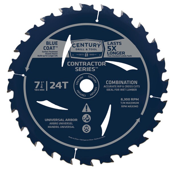 Century Drill & Tool Circular Saw Blade 7-1/4 24T Univ Arbor Contract Series Combo Bld - 10103
