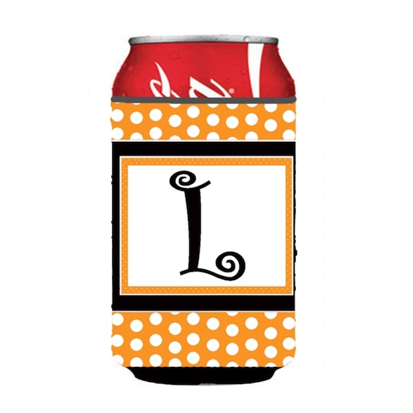 Carolines Treasures Letter L Initial Monogram - Orange Polkadots Can Or Bottle  Hugger - CJ1033-LCC