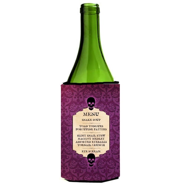 Carolines Treasures Goulish Menu Eye Screen Snake Soup Halloween Wine bottle sleeve Hugger - 24 oz. - SB3005LITERK