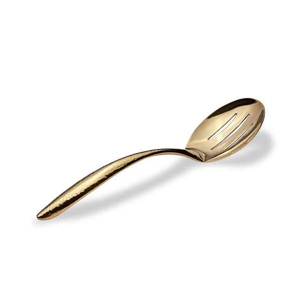 Bon Chef Ez Use Banquet Slotted Serving Spoon Hammer Finish 9-3/4" - Gold - 9464HFG