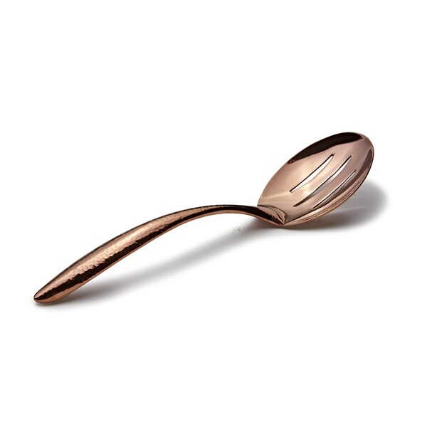 Bon Chef Ez Use Banquet Slotted Serving Spoon Hammer Finish 9-3/4" - Rose Gold - 9464HFRG