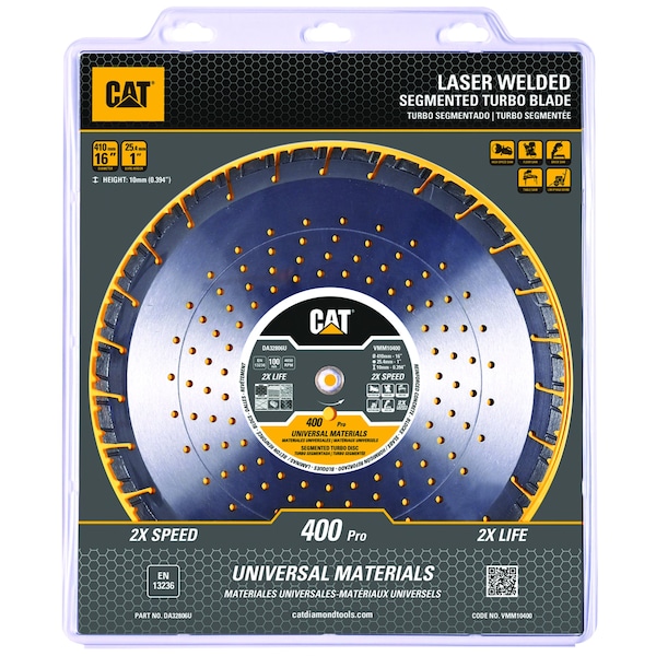 Caterpillar 400 Pro 10mm Laser Welded Hard & Multi Materials Diamond Blade 16-In - 410mm - DA32806U