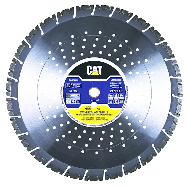 Caterpillar 400 Pro 10mm Laser Welded Hard & Multi Materials Diamond Blade 16-In - 410mm - DA32806U