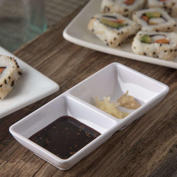Carlisle Foodservice Melamine Dbl Sqr Ramekin, 2 oz., Wt, PK24 - 086202