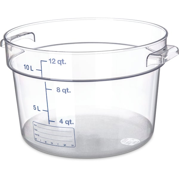 Carlisle Foodservice Round Container, 12 qt., Clr, PK6 - 1076707