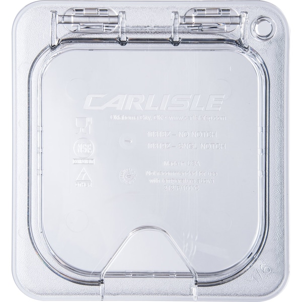 Carlisle Foodservice Hinged Univ Lid w/Hndl/Notch, 1/6 Sz, PK6 - 10319Z07