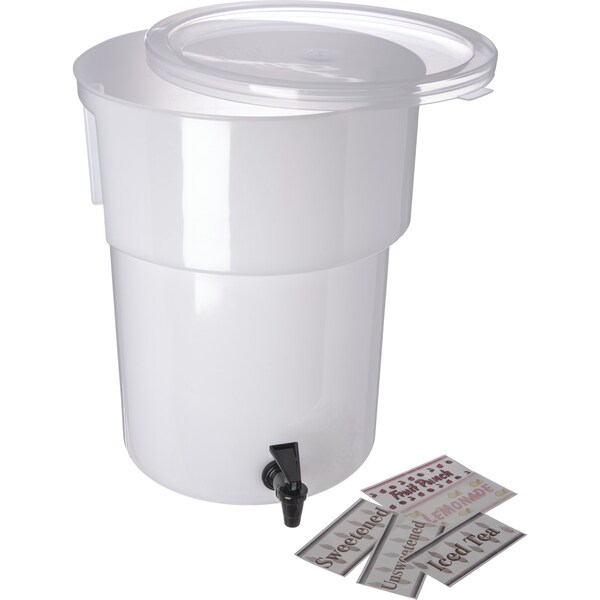 Carlisle Foodservice Round Dispenser, 5 gal., White - 221002