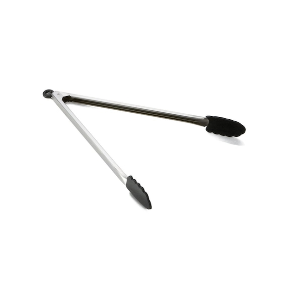 Tablecraft Silicone Tip Tongs, SS, 1.2mm Hvywght, 16" - 4016BK