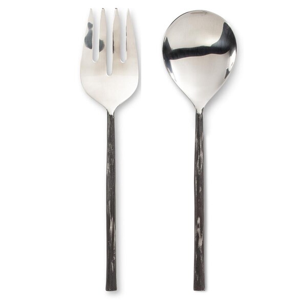 Abbott Collections 11 in. Salad Servers with Forge Finish Handle, Antique Black - AB-36-IRON-SALAD