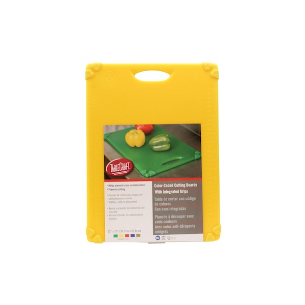 Tablecraft Grippy Cutting Board, Yellow, 15"X2"0"X.5" - CBG1520AYL