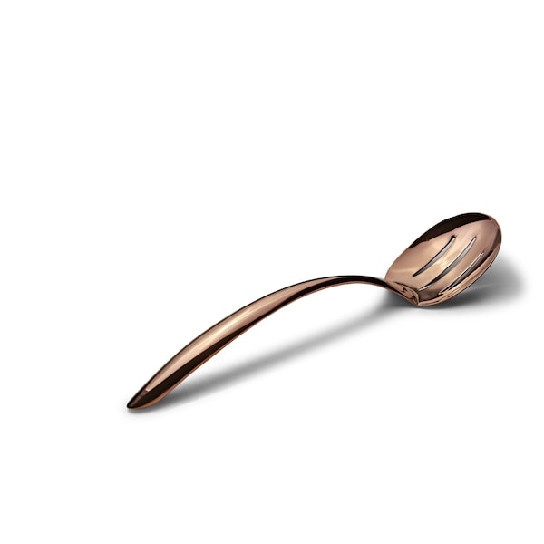 Bon Chef Ez Use Banquet Serving Slotted Spoon 13.5" W/Hollow Cool Hndl - Rose Gold - 9458RG
