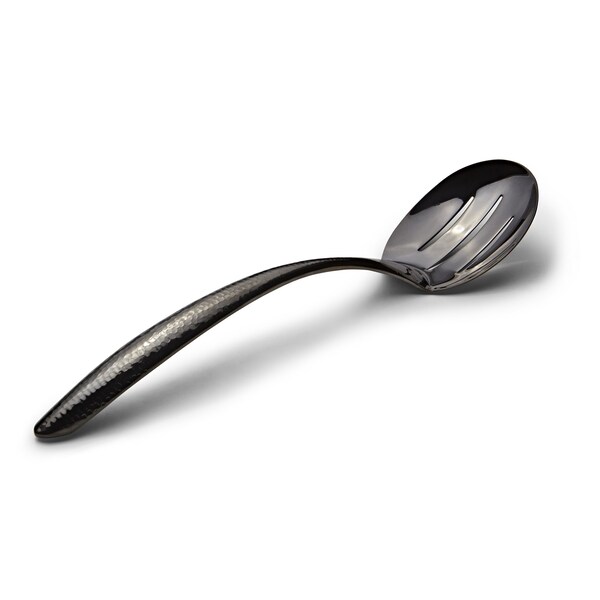 Bon Chef Ez Use Banquet Serving Slotted Spoon Hammer Finish 13.5" - Black - 9458HFB