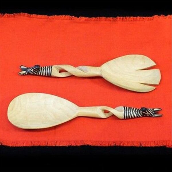 Jedando Handicrafts Hand - Carved Zebra Salad Tongs - KWF009TZ_ZBRA_554004