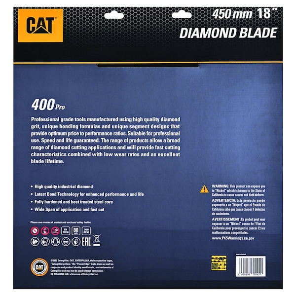 Caterpillar 400 Pro 10mm Laser Welded Hard & Multi Materials Diamond Blade 18-In - 450mm - DA32807U