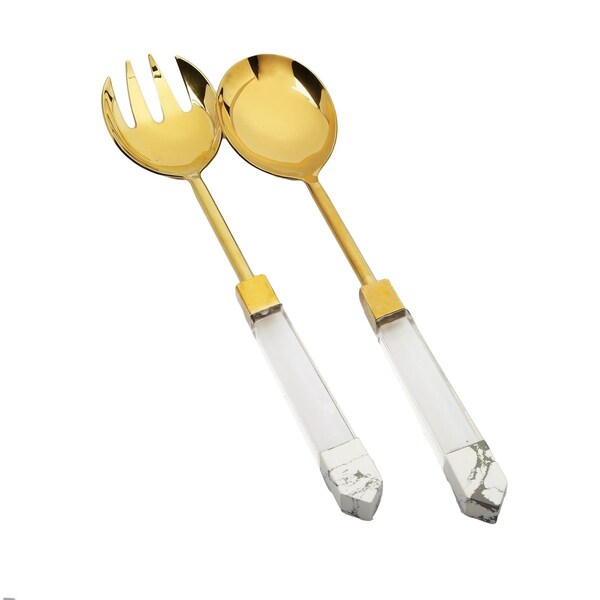 Classic Touch Decor Classic Touch  Shiny Gold Salad Servers, Set of 2 - SS1026