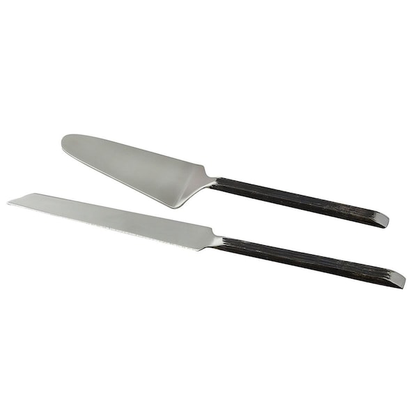 Jiallo Jiallo 70007 Gibraltar Cake Servers Set; 2 Tone Black Matte & Stainless Steel - 70007