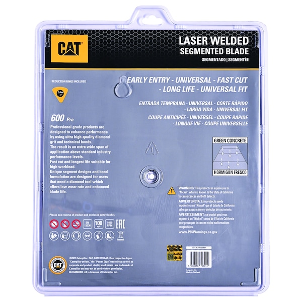 Caterpillar 600 Pro Early Entry Soft Aggregate Silent Green Concrete Diamond Blade 14-In - 350mm Orange - DA33056U