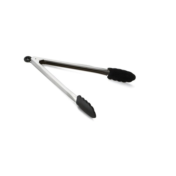Tablecraft Sil Tip Tongs, SS, 1.2Mm Heavyweight, 12" - 4012BK