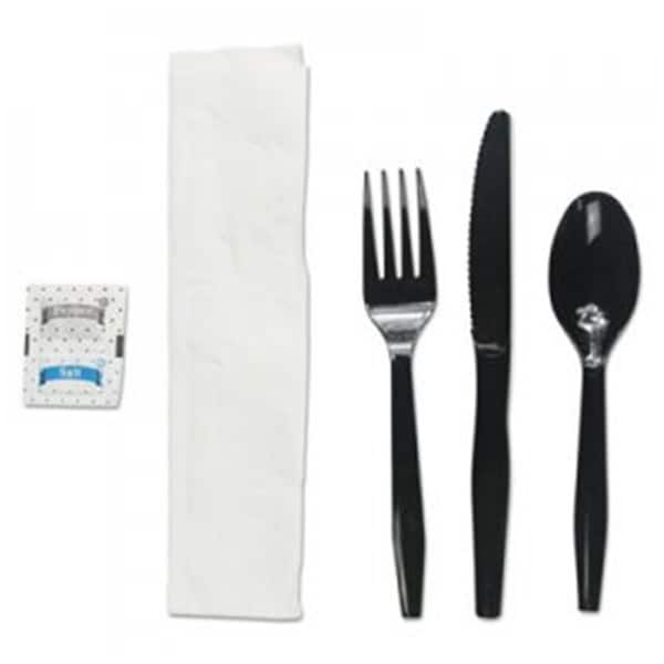 Razoredge BWK Six-Piece Utensil Cutlery Kit, Condiment & Fork & Knife & Napkin & Teaspoon, Black - RA3209339