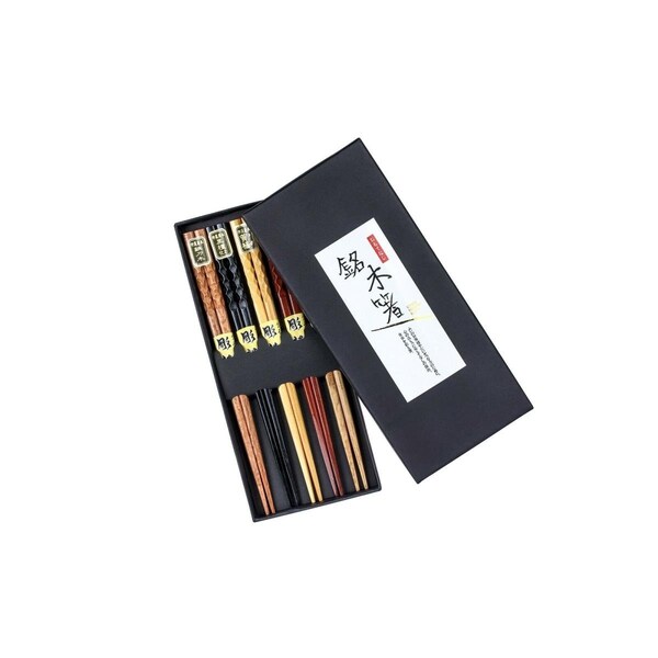 Heim Concept Organic Natural Hardwood Japanese Reusable Wood Chopsticks - Pair of 5 - 5PCCS-026
