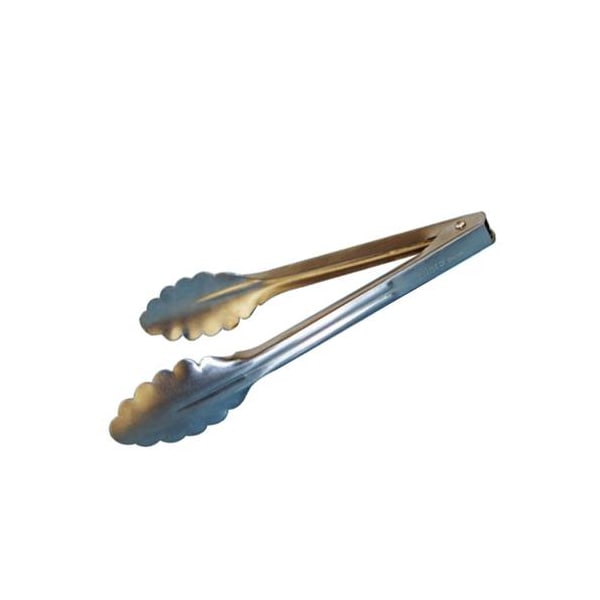 Winco 9 in Scalloped Stainless Steel Tongs - UT-9LT