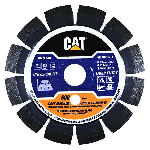 Caterpillar 600 Pro Early Entry Medium/Hard Aggregate Silent Green Concrete Diamond Blade 14-In - 350mm Red - DA33050U