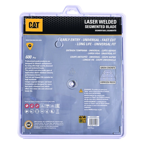 Caterpillar 600 Pro Early Entry Medium/Hard Aggregate Silent Green Concrete Diamond Blade 14-In - 350mm Red - DA33050U