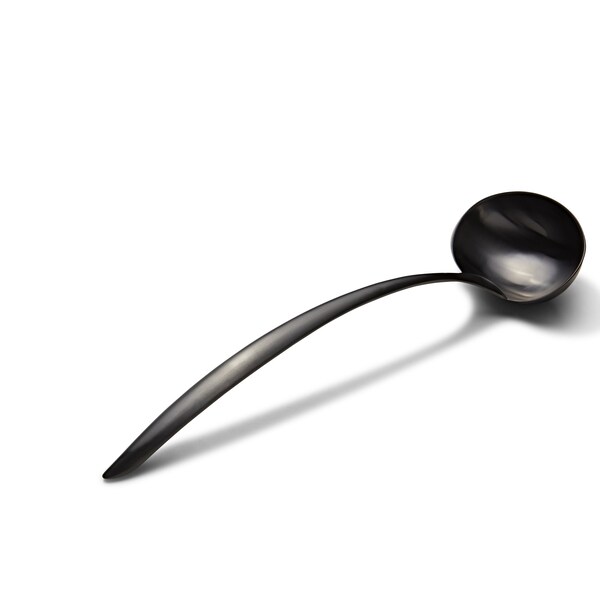Bon Chef Ez Use Banquet Serving Ladle W/Hollow Cool Handle 15" 6 Oz. - Black Matte - 9456BM