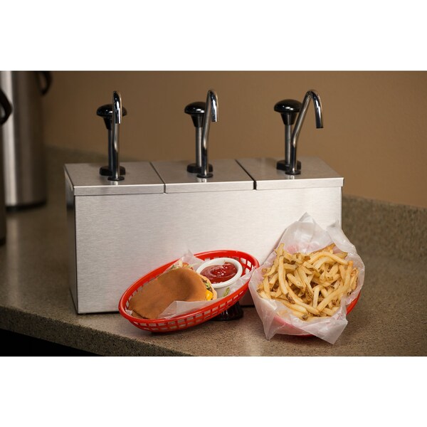 Carlisle Foodservice Insulated Topping Rail w/3 SS Pumps - 386230IB