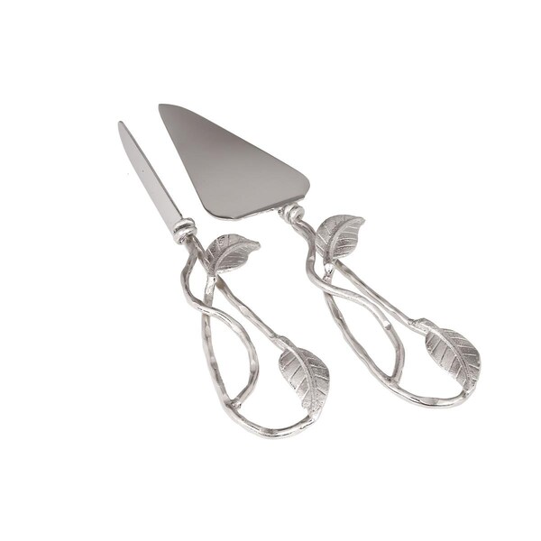 Classic Touch Decor Classic Touch  13.75 in. Nickel Cake Servers with Leaf Design, Set of 2 - CSL948