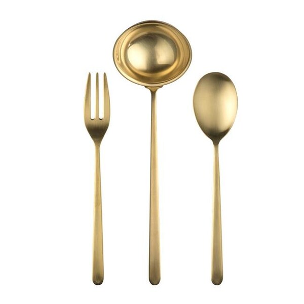 Mepra Mepra 108122003 Serving Set Fork Spoon & Ladle - Linea Ice Oro - 3 Piece - 108122003