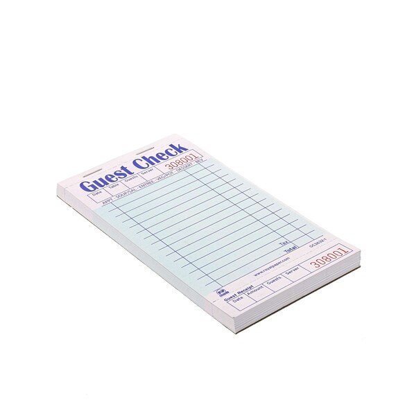 Amercareroyal Royal 1 Part Booked 15 Lines Green Guest Check Board, PK50 - GC3632-1